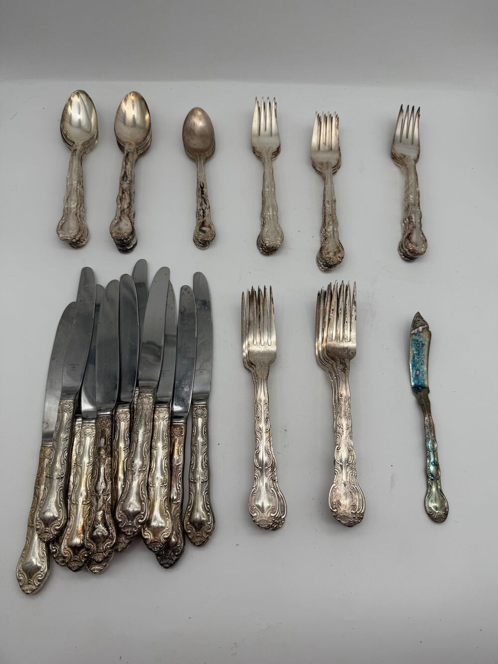 Vintage Gorham EP Silverplate Floral Scroll Flatware - Set of 52